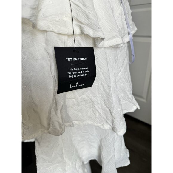 NWT Lulu’s All About Bliss White Swiss‎ Dot Tiered Halter Mini Dress Size Small - Picture 5 of 12